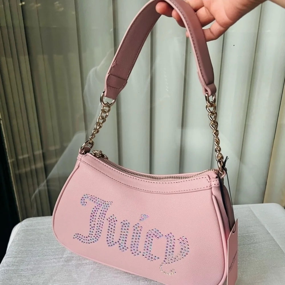 🩷▪️Juicy Couture▪️ Obsession Shoulder Bag Purse Bling Logo Dusty Blush